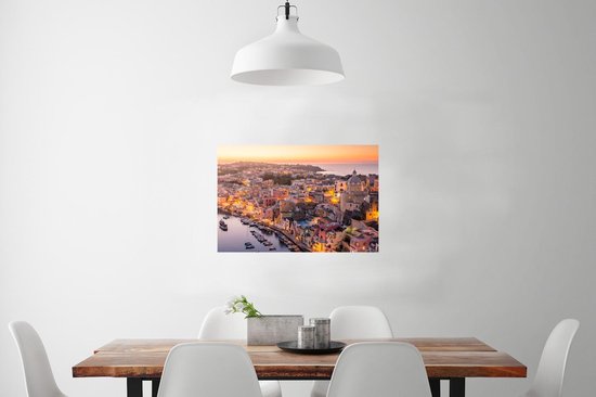 Poster Coucher de soleil sur la ville italienne de Naples 60x40 cm - Tirage photo sur Poster (décoration murale salon / chambre)
