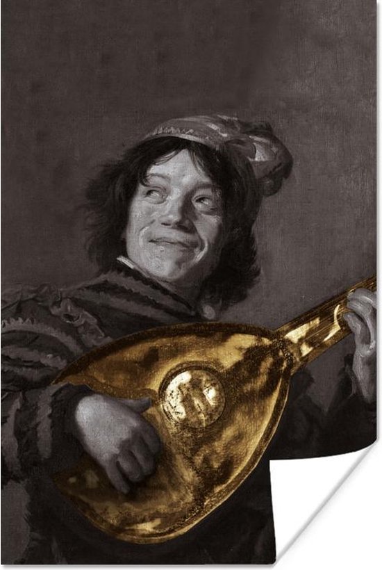 Poster De luitspeler - Frans Hals - Goud - Oude Meesters