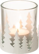J-Line T-Lichthouder Kerstbomen Metaal Glitter Wit Small Set van 6 stuks