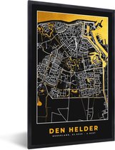 Affiche avec cadre Carte - Den Helder - Or - Zwart - 40x60 cm