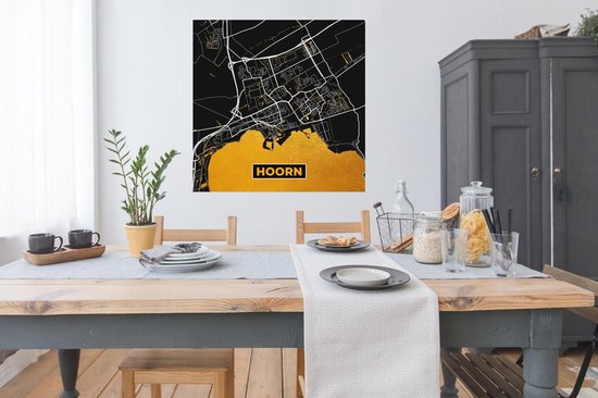 Poster City Map - Hoorn - Or - Zwart - 100x100 cm XXL - Carte