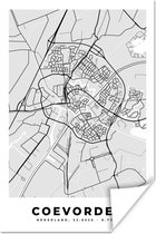 Poster Stadskaart - Coevorden - Grijs - Wit - 60x90 cm - Plattegrond