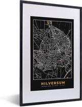 Fotolijst incl. Poster - Stadskaart - Hilversum - Goud - Zwart - 40x60 cm - Posterlijst - Plattegrond