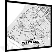 Fotolijst incl. Poster - Stadskaart - Westland - Grijs - Wit - 40x40 cm - Posterlijst - Plattegrond