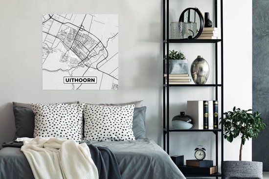 Affiche Plan de ville - Uithoorn - Grijs - Wit - 75x75 cm - Carte