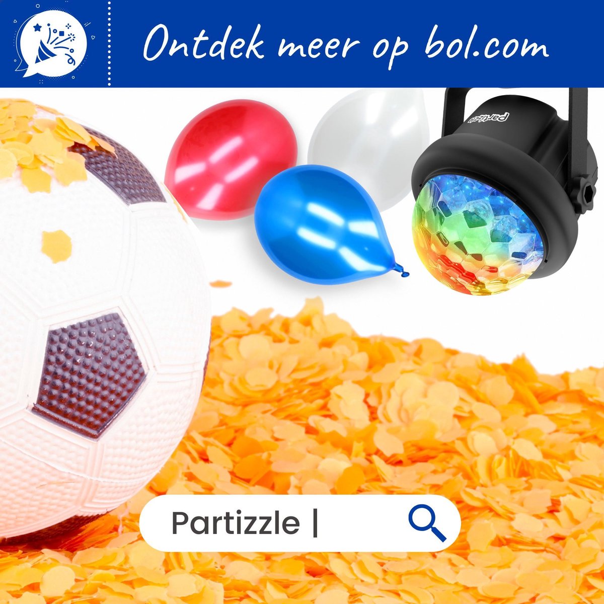 Partizzle 50x Nederland Gekleurde Confetti Helium & Latex Ballonnen - Koningsdag - WK / EK Voetbal 2024 - Carnaval - Holland Feestartikelen Versiering - Oranje Rood Wit Blauw — afbeelding 8