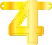 slingercijfer "4" 12,5 x 11 cm karton geel