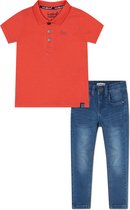 Koko Noko BIO Basics Set(2delig) Jeans NOVAN en Shirt Neon coral - Maat 110/116