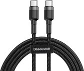 Baseus Cafule USB-C 3A/60W Fast Charge Gevlochten Kabel 1m Zwart/Grijs
