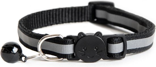 ACE Pets® Reflecterende Kattenhalsband met Veiligheidssluiting – Halsband Kat & Kitten - Kittenhalsband & Kattenbandje met Belletje - Zwart