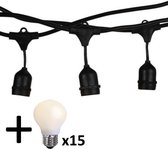 V-tac VT-713 lichtsnoer - 15m - Incl. 15 matte LED lampen -Extra Warm Wit- 2700K- Verwisselbare lampen - Waterdicht - Onbreekbaar - koppelbaar