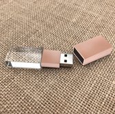 Kristal USB stick met brons kleur metale dop 16GB - Glas usb stick, glazen usb stick,