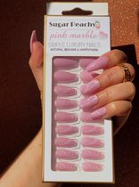 FASHION NAIL 24 PIECES-5 minutes fast nail art-soft material-comfortable /Pink Marble/Nepnagels/plaknagels/lijm