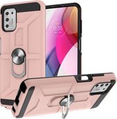 Voor Motorola Moto G Stylus 2021 War-god Armor TPU + PC Schokbestendige magnetische beschermhoes met ringhouder (roségoud)