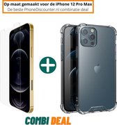 Fooniq Siliconen Hoesje Transparant Anti Schock + Screenprotector - Geschikt Voor Apple iPhone 12 Pro Max