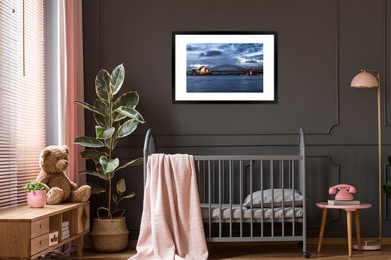 Cadre photo - Opéra de Sydney et Sydney Harbour Bridge en Australie cadre photo 90x60 cm - Affiche sous cadre (Décoration murale salon / chambre)