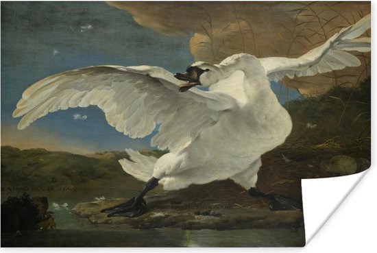 Poster De bedreigde zwaan - Schilderij van Jan Asselijn - 160x120 cm