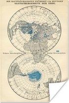 Poster Gletsjers op vintage wereldkaart - 20x30 cm