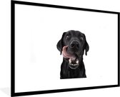 Fotolijst incl. Poster - Hond - Zwart - Lik - 120x80 cm - Posterlijst