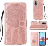 Voor Xiaomi Redmi Note 10S / Note 10 4G Dream Catcher Afdrukken Horizontale Flip Leren Case met Houder & Kaartsleuven & Portemonnee & Lanyard (Rose Goud)