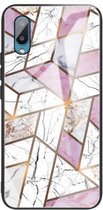 Voor Samsung Galaxy A02 (EU-versie) Abstract Marble Pattern Glass beschermhoes (Rhombus White Purple)