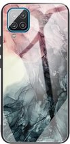 Voor Samsung Galaxy A12 5G Abstract Marble Pattern Glass beschermhoes (abstract zwart)