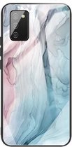 Voor Samsung Galaxy A02s (EU-versie) Beschermhoes met abstract marmerpatroonglas (abstract grijs)