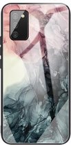 Voor Samsung Galaxy A02s (Amerikaanse versie) Beschermhoes met abstract marmerpatroonglas (abstract zwart)