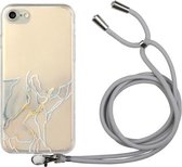 Holle marmeren patroon TPU schokbestendige beschermhoes met nekriem touw voor iPhone 6 Plus (grijs)
