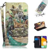 Voor Samsung Galaxy A72 5G / 4G 3D Geschilderd Patroon Magnetische Aantrekkelijkheid Horizontale Flip Leren Case met Houder & Kaartsleuf & Portemonnee & Lanyard (Dierentuin)