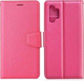 Voor Samsung Galaxy A32 5G Zijden Textuur Horizontale Flip Leren Case met Houder & Kaartsleuven & Portemonnee & Fotolijst (Rose Rood)