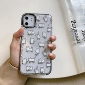 Dubbelkleurig TPU-patroon beschermhoes voor iPhone 11 Pro Max (witte katten)