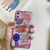 Dubbelkleurig TPU-patroon beschermhoes voor iPhone 11 (Fuck Yes)