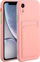 Kaartsleuf ontwerp schokbestendig TPU beschermhoes voor iPhone XR (roze)