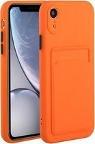 Kaartsleuf ontwerp schokbestendig TPU beschermhoes voor iPhone XR (oranje)
