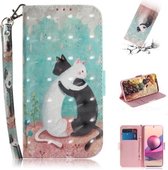 Voor Xiaomi Redmi Note 10 4G / Note 10S 3D Geschilderd Patroon Magnetische Aantrekkelijkheid Horizontale Flip Leren Case met Houder & Kaartsleuf & Portemonnee & Lanyard (Zwart Witte Kat)