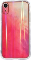 IMD Rendering Watercolor Aurora Pattern Shockproof TPU + PC beschermhoes voor iPhone XR (Spring Sakura)