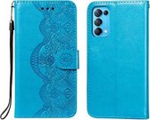Voor OPPO Find X3 Lite / Reno5 5G Flower Vine Embossing Pattern Horizontale Flip Leather Case met Card Slot & Holder & Wallet & Lanyard (Blue)
