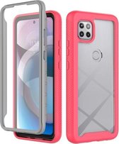 Voor Motorola Moto One 5G Ace Starry Sky Solid Color Series Schokbestendig PC + TPU-hoesje met PET-folie (Rose Red)