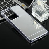 Voor Samsung Galaxy S21 Ultra 5G TPU + Acryl Luxe Plating Spiegel Telefoon Case Cover (Zilver)