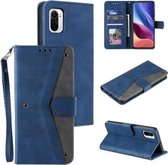 Voor Xiaomi Redmi K40 Stiksels Kalfsstructuur Horizontale Flip Leren Case met Houder & Kaartsleuven & Portemonnee (Donkerblauw)