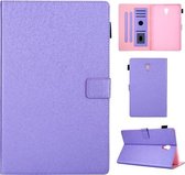 Haar zijdeachtige textuur effen kleur horizontale flip lederen tas met houder & kaartsleuven & fotolijst & antislipstrip voor Samsung Galaxy Tab A 10.5 T590 (paars)