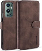 Voor OnePlus 9 Pro DG.MING Retro Oil Side Horizontale Flip Leren Case met Houder & Kaartsleuven & Portemonnee (Koffie)