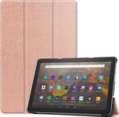 Voor Amazon Fire HD 10 (2021) Custer Texture Horizontale flip lederen tas met drievoudige houder en slaap- / wekfunctie (roségoud)