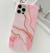 Golden Powder Dream Color Marble Pattern TPU beschermhoes voor iPhone 12/12 Pro (roze)