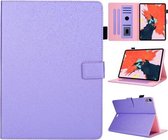 Haar zijdeachtige textuur effen kleur horizontale flip lederen tas met houder & kaartsleuven & fotolijst & antislip strip voor iPad Pro 11 inch (paars)