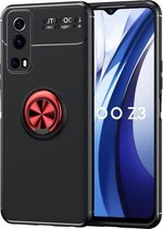 Voor vivo IQOO Z3 5G metalen ringhouder 360 graden roterende TPU-hoes (zwart + rood)