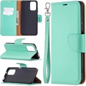 Voor Xiaomi Redmi Note 10 4G Litchi Textuur Pure Kleur Horizontale Flip Leren Case met Houder & Kaartsleuven & Portemonnee & Lanyard (Groen)