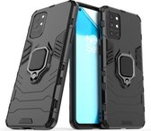 Voor OnePlus 9R schokbestendige pc + TPU beschermhoes met magnetische ringhouder (zwart)