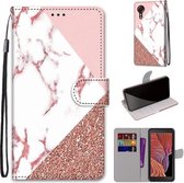 Voor Samsung Galaxy Xcover 5 Gekleurde Tekening Cross Texture Horizontale Flip PU Leather Case met Houder & Kaartsleuven & Portemonnee & Lanyard (Pink Stone Texture)